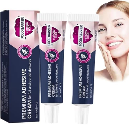Secure Denture Glue,Adhesive Cream for Dentures,Thermoplastic Denture Adhesive Cushion, Adhesive for Teeth Denture,Soft Denture Kit,Glue for Dentures (2 Pcs)