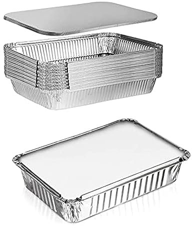 Genérico 100 bandejas de aluminio de 2000 cc con tapas de cartón y aluminio, solución práctica para la conservación, el transporte y la cocción