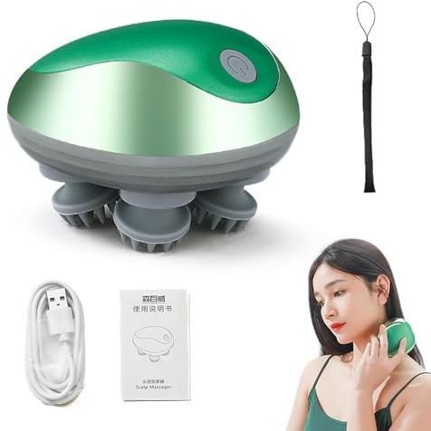 Masajeador de cuero cabelludo de mano - Masajeador de cabeza recargable automático, Masajeador vibratorio portátil | Herramienta para aliviar el estrés del cuero cabelludo, rascador de cabeza impermea