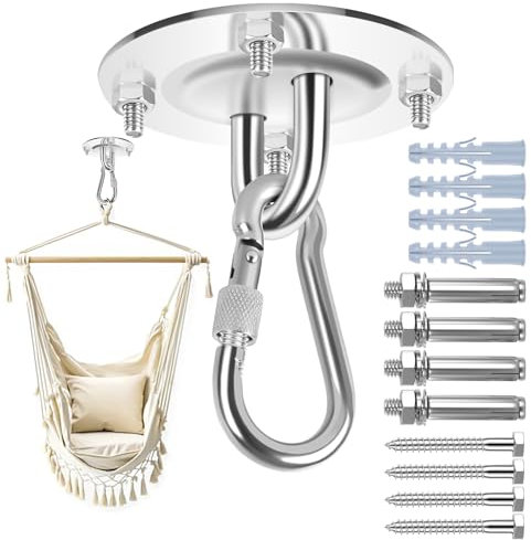 Cozy Inviting Ganchos De Techo, Pesada Gancho De Techo Acero Inoxidable, 360° Rotación, Anclaje Pared con Fijación De Tornillo para Silla Colgante, Columpio, Yoga, Saco De Boxeo, Hamaca