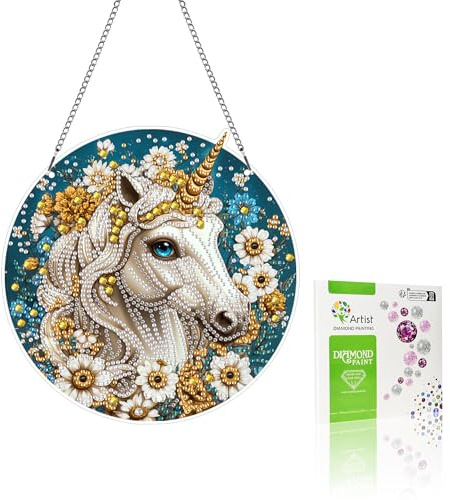 VAIIEYO 5D DIY Diamond Painting Anhänger Pferd,Tier Diamant Painting Bilder Malerei Kits mit Kett, Diamant Home Wand Decor Gemälde Diamond Dekoration, Veranda Fenster Wandbehang A18
