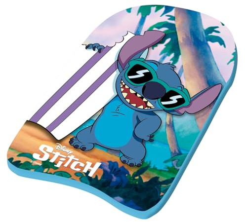 Arditex Tabla de natación Stitch Disney – 41x30x5 cm – Espuma EPS Ligera, Forma ergonómica, Aprender a Nadar y Flotar – Color Azul Turquesa