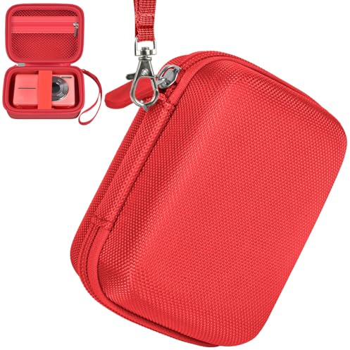 casmilee Tasche für Digitalkamera Kamera Fotoapparat 44MP FHD 1080p Fotokamera Kompatibel mit Spiegelreflexkamera & Bridgekamera, Mini Retro Aufbewahrungsbox (Rot)