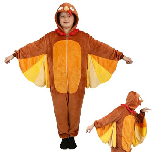 nezababy Chicken Costume Kids Turkey Pajamas Hen Outfit Birds Animal Onesie Funny Halloween Carnival Cosplay Fancy Dress