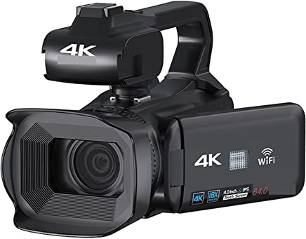 Videocamera professionale Full 4K Videocamera da 64 MP for lo streaming di webcam digitale Fotografia Registratore Vlog Messa a fuoco automatica 18X Film, registrazione, trasmissione(16G SD Card)