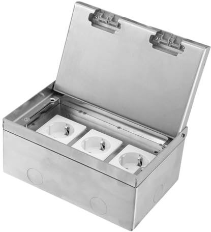 Caja de enchufes de suelo, 16A AC250V 4000W Set de enchufes de suelo de acero inoxidable, enchufe de suelo impermeable retráctil, enchufe empotrable con 3 estándares EU, enchufe de suelo eléctrico