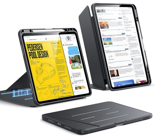 ESR Fodral för iPad Pro 13 M5/M4 (2025/2024), vertikalt stativ, flera vinklar, ultrabeständigt för iPad Pro 13 2025/2024 med pennhållare, flip-serien, svart