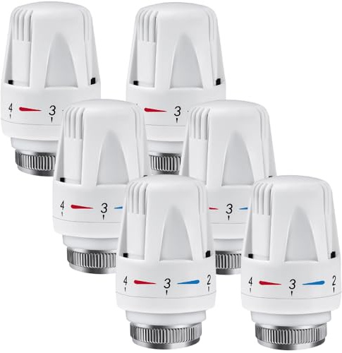 Rppiup Thermostatkopf, 6 Stück Heizungsthermostat Heizkörperthermostat Thermostatkopf Heizungsregler, Heizkörperventil für Gewinde M30x1,5, Thermostat Heizung, Thermostat-Kopf für Büro Zuhause