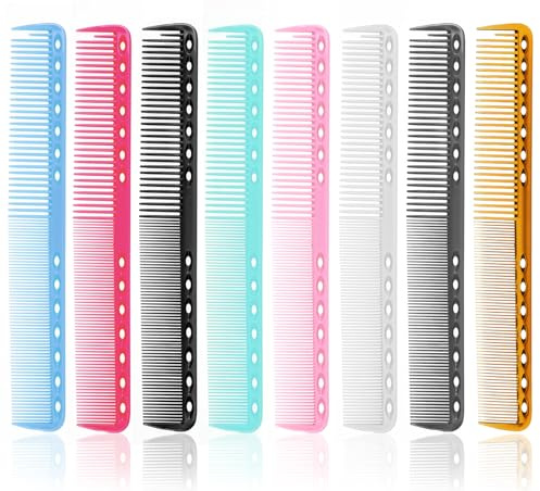 8PCS Carbon Fiber Comb Carbon Combs Heat Resistant Cutting Combs for Hair Stylist, Professional Haircutting Barber Comb Hair Stylist Medium and Fine Tooth for Man Woman Clipper Cuts