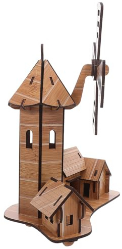 FONDOTIN 3D Windmühlen Bausatz Selbstgemacht Windmühlenspielzeug aus Bambus Holz Stem Experimentierset für Naturwissenschaftliches Modell zum Selberbauen und Dekorieren