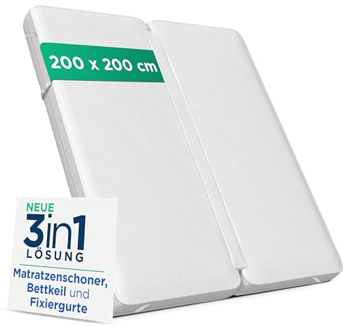 NAPPY Pont d'amour lavable 200 x 200 cm | Cale de matelas avec connecteur de matelas imperméable pour couples et parents | Remplissage de l'espace pour matelas contre le glissement | Combinaison avec