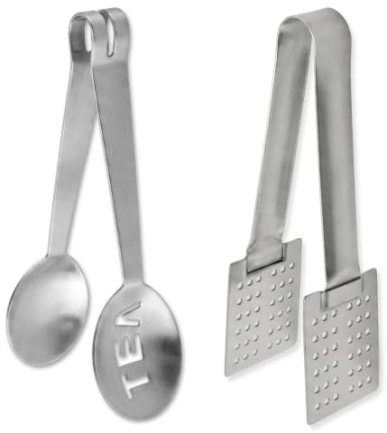 YUNTRUN 2 Pcs Tea Bag Squeezer, Teabag Squeezer Tool, Silver Stainless Steel Clip for Lemon Slices, Hot Infusion Lifting and Strainer Tongs, Metal Bag Gripper