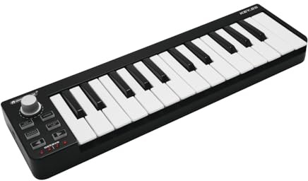 Omnitronic KEY-25 MIDI-Controller | USB-MIDI-Controller mit 25 Tasten für Musiker, Produzenten und DJs | Extrem leicht und kompakt für Laptoptasche oder Rucksack