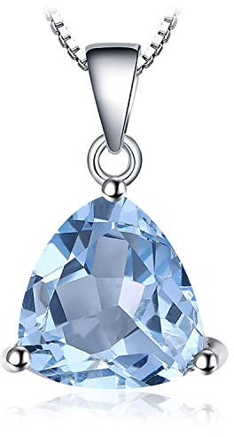 JewelryPalace Triangelslipade 2,4ct äkta Topas Födelsesten Solitaire Kedjehänge, Smyckeset Med Pantsten, Halsband För Damer Silver 925 Halsband ädelstenar Flickor, Halsband För Kvinnor Gåva 45cm