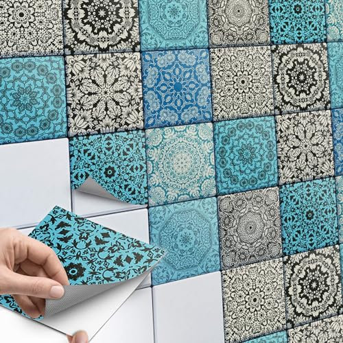 Stickerfliesen Dekorationsaufkleber - CREATISTO Fliesenaufkleber Fliesenfolie I Fliesensticker Aufkleber Folie Bad u. Küche Deko Bad renovieren I 20x20 cm - Motiv Marokkanisch - 72 Stück