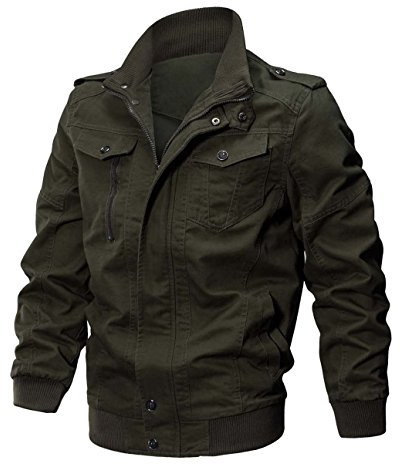 KEFITEVD Men's Casual Winter Coat Multi Pocket Outerwear Cargo Cotton Jackets Full Zip, L, Army Green-new