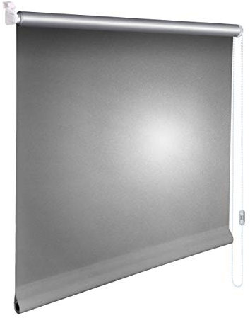 Sonnenschutz-HH® - Mini Thermo Verdunkelungsrollo Thermorollo Minirollo Rollo KLEMMFIX Seitenzugrollo Kettenzugrollo inkl. Klemmträger ohne Bohren - Außenmaß Breite 140 x 230 cm Höhe - Silber-grau
