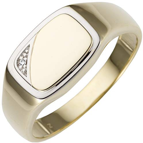 Jobo Herren-Ring aus 14 Karat 585 Gold Bicolor mit Diamant Größe 64