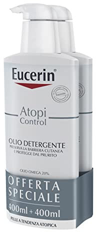 Eucerin Atopi Control - Olio Detergente 20% Omega, 2 x 400ml