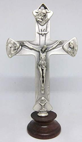 GTBITALY 10.064.30 Kreuz mit Sockel aus Holz, 3. Jahrhundert, Vater, Tochter, Spirito, Frieden, Kommunion, von Hand emailliert
