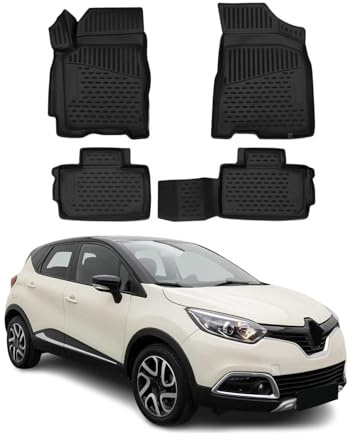 OMAC Fußmatten für Renault Captur 2013-2019 TPE 4X Schwarz | Gummimatten, Automatten, Allwetter, fahrzeugspezifisches Produkt, Antirutsch, 3D-Passform, wasserdicht