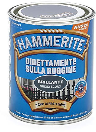 Hammerite Direttamente Sulla Ruggine Brillante Grigio Scuro 0.75 l