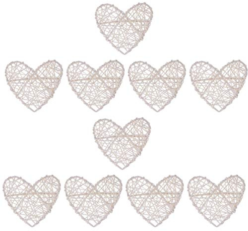 EXCEART 10 Stück Rattanherzen Weiß DIY Dekorative Herzförmige Rattan Ball Ornament Zum Aufhängen Für Hochzeit Party Fensterdeko Tischdeko Wohnaccessoires 6.30X6.30X0.79In