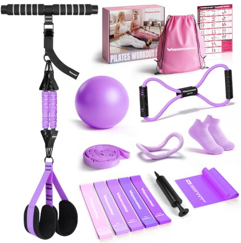 RENRANRING Pulley System, Weight Cable Pulley System for Home Gym,Cable Machine Attachment with 2 in 1 LAT Pull Down Bar,Tricep Rope,Long Strap,Exercise Handles for Biceps Curl, Forearm