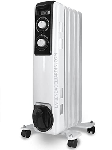Suinga Radiador de Aceite Bajo Consumo 1000W | Radiador Electrico Aceite 5 Elementos | Calefactor Electrico con Termostato | Incluye Recoge Cables