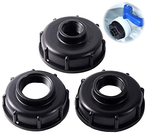 3 Pièces IBC Bouchon de Réservoir Plastique Adaptateurs, S60x6 Raccord Rapide, Réservoir d'eau Connecteur Joints Filetés en Adaptateurs, 1/2 ' 3/4 ' 1 pouce, pour Le Jardin de La Maison (Noir)