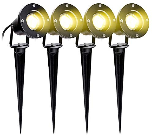 Herrselsam LED Gartenstrahler 4 Stück, IP65 Wasserdichter Gartenleuchte, 6W GU10 4000K Gartenbeleuchtung mit Erdspieß, Dekorative Gartenlampe Außen-Strahler Beleuchtung für Außen