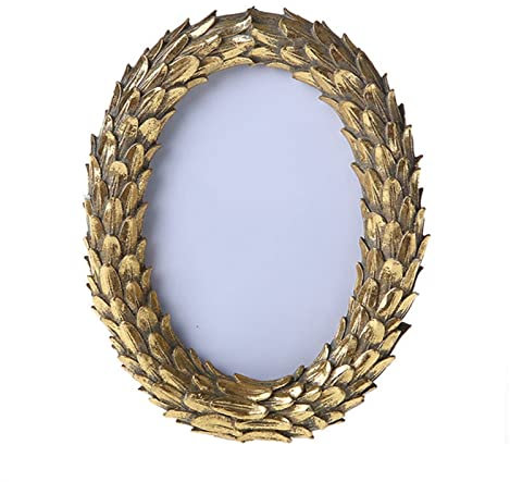 luckxuan Fotorahmen/Bilderrahmen Moderne ovale Harzfoto-Fotorahmen minimalistische Heimtischdekoration Ornamente können an der Wand montiert 6 Zoll gerahmt Werden Leerrahmen (Color : Golden)