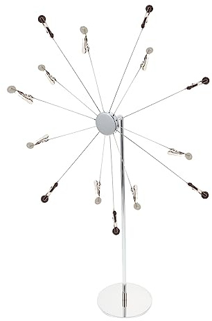 CIYODO Fotoständer Himmelrad Mit 14 Clips – Kreativer Bildhalter Für Tischdeko Fotoaufsteller Für Hochzeit Geburtstag Und Weihnachten Silber Desktop Fotohalter