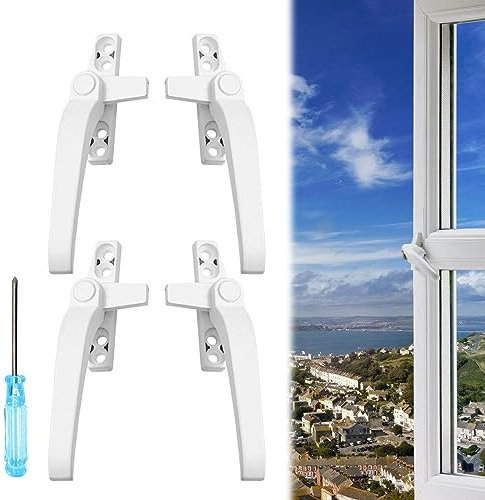 Universal Double Glazing Window Handle Set - 4PCS Right/Left Hand Aluminum Alloy Replacement for Security Door and Switch System
