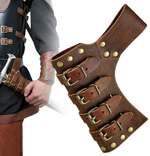 Schwerthalter Mittelalter Retro Schwertgürtel Verstellbar Aus Leder Schwertgürtelhalter Vintage Ritter Scheide für Wikinger Kostüm Cosplay Halloween Cosplay (Braun)