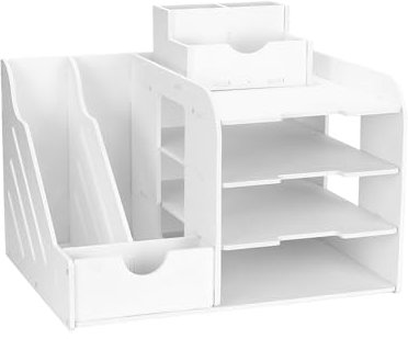 QWORK® Organizador de Escritorio de Oficina, Organizador Papeles, Soporte de Documentos A4, 4 Niveles