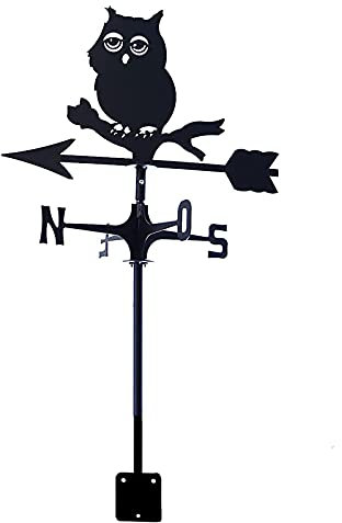 ZAANU Girouette Chouette Faite À La Main Girouette Ferme Noir Girouette en Acier Inoxydable Indicateur De Direction pour Toit Extérieur Jardin Montage Cour Décor Outil De Mesure