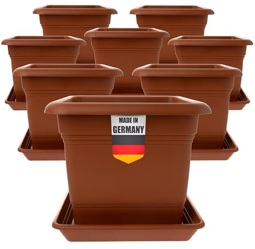 2friends Pflanzkübel GroÃŸ AuÃŸen Terracotta Kunststoff 8er Set- Blumentopf 40x40 für DrauÃŸen, Robuste Blumenkübel Gross Aussen, Ideal für Garten & Terrasse