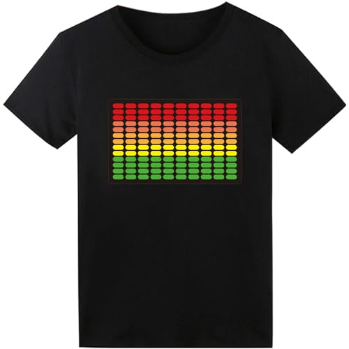 LED T-Shirt für Party Hiphop Cosplay Konzert Geburtstagsgeschenk Christmas Kostüm Sound Aktiviertes Equalizer Shirt DJ T-Shirt