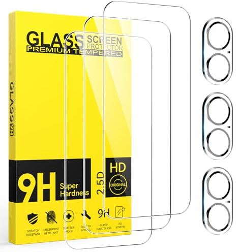 Niphabe 2+2 Pièces Verre Trempé pour iPhone 16 | Avec Caméra Arrière Protecteur, Ultra Résistant Film Protection écran, Sans Bulles Film Protection écran HD Transparent