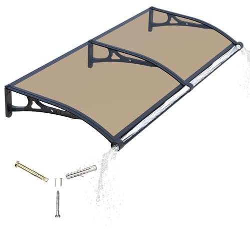 Door Canopy Outdoor Awning with Drainage,150x100cm Rain Shelter Awnings for Patios,Porch,Window Canopies with Aluminium Bracket,Solid Polycarbonate Sheet UV,Snow Protection