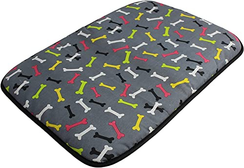 Acomoda Textil - Cama para Perros de Tela, Cama Perros Antideslizante y Lavable. Colchoneta Mascotas para Hogar y Transportin. (120x80 cm, Huesos)