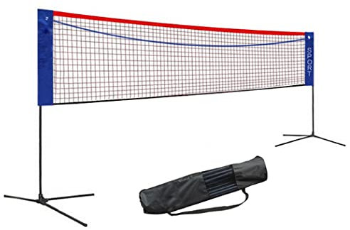 CWCQGH Tragbares Badmintonnetz mit Ständer, höhenverstellbares Volleyball-Tennis-Badminton-Sportnetz mit Tragetasche für Strand/Hallenplatz, Hinterhof, Außenbereich,5.1m