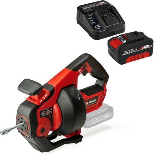 ONEVAN Akku Rohrreinigungsmaschine, 7m Rohrreinigungsspirale Elektrisch Rohrreinigungsgerät mit 2 4000mAh Akkus, 20V Akku Rohrreiniger Spirale für Ø 30-100 mm Rohrleitungen