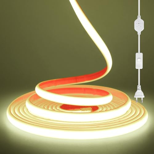 KISUFU 230V COB Neon LED Streifen, 288leds/m Wasserdicht IP67 50cm Cuttable 220V LED Band Selbstklebend Light Strip für Weihnachten, Schlafzimmer, DIY, Urlaub, Zu einer feier im freien.
