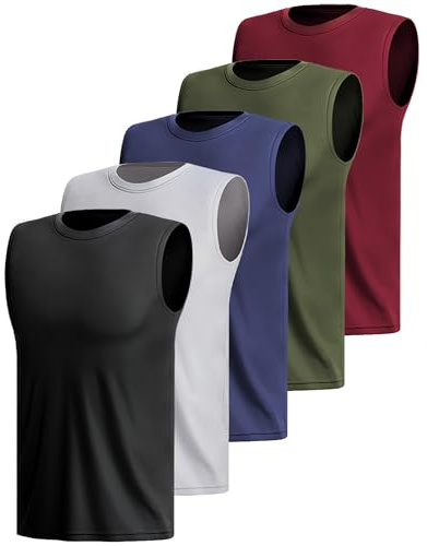 3 or 5 Pack Sports Tank Top Men's Sleeveless Shirt Fitness Underarm Shirt Quick-Drying Muscle Shirt Breathable Running Shirt Tank Top Gym Functional Shirt Sleeveless Sports Shirt Vests Multipack, XL