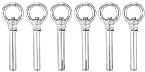 QUARKZMAN Anillo De Elevación De Expansión Perno Ojo, 6pcs M10x100mm Acero Inoxidable 304 Tornillo De Expansión Con Anillo Para Pared De Ladrillo De Hormigón