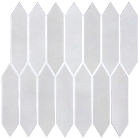 Commomy 3D Fliesenaufkleber Klebefliesen Küche Bad, Matt, 30 x 30 cm, 10 Stück, PVC Selbstklebend Fliesen Metro Küchenrückwand Wandfliesen(Mist Gray Elongated Hexagon)