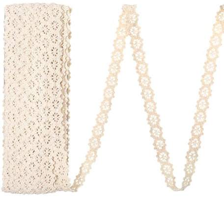 BOHUIZ 10 Yard Vintage Spitzenband, Schleifenband Beige Baumwolle Spitzenborte Dekoband Zierband Spitzenborte für Nähen Handwerk Hochzeit Deko Geschenkbox