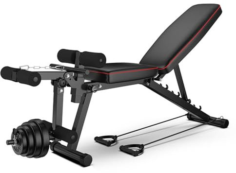 Weyot Hantelbank Trainingsbank mit Verstellbaren Positionen Multi- Schrägbank als Bauch & Rückentrainer für zuhauseBlack,48 * 118 * 111CM